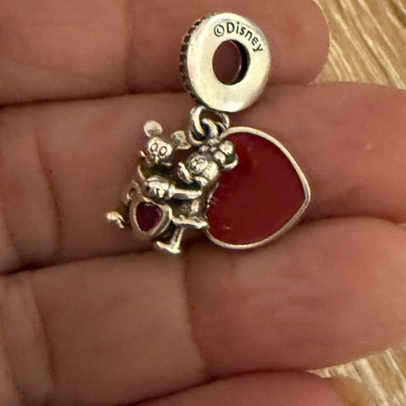 Disney Jewelry - Disney Silver Charm with Red Heart Mickey & Minnie